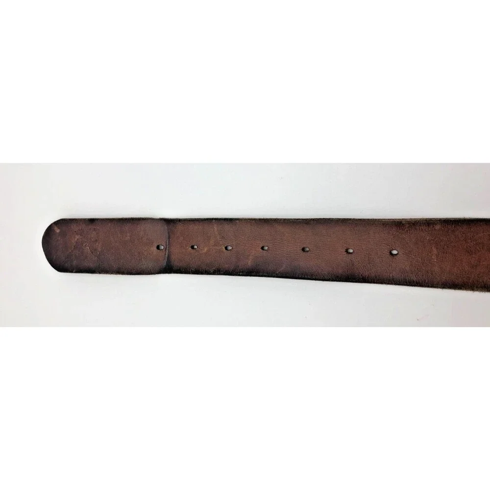 American Eagle Outfitters Mens Leather Belt Spell Out Logo Brown Wide Y2K VTG